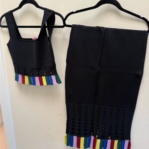 STAUD fringe matching set - skirt and top